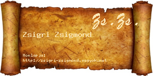 Zsigri Zsigmond névjegykártya